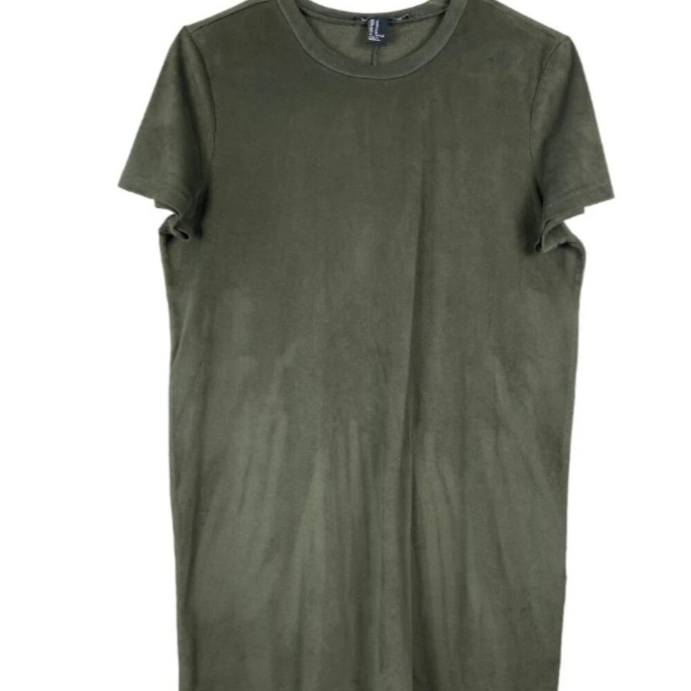 Forever 21 Faux Suede Mini Shift Dress Sz Medium Green